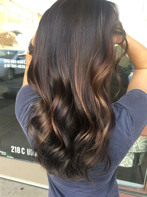 dark hair with caramel highlights|caramel lowlights highlights for brunettes.